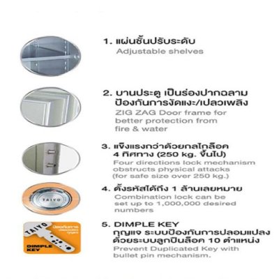 ตู้นิรภัยระบบจอสัมผัส 51 kg (มอก.) ยี่ห้อ Taiyo รุ่น DTS512K1D