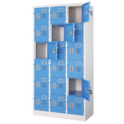 ตู้ล็อกเกอร์ 18 ประตู กุญแจอิสระ มอก.1284-2560 ยี่ห้อ WELCO รุ่น WLK018