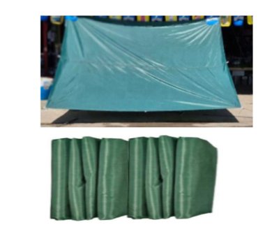 F 97 ผ้าใบชนิดบางแบบติดหู    7x14 | 7x13 | 7x12 | 6x14 | 6x12 | 6x10  ชนิดบางเคลือบเงากันน้ำได้ 100 %