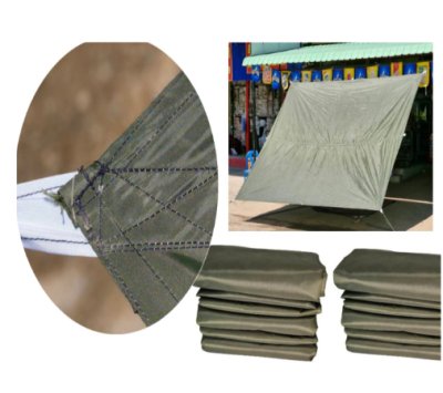 F 106 ผ้าใบชนิดบางแบบติดหู ขนาดสินค้า 4.5x8.5 | 4.5x7.5 | 4.5x6.5 | 4.5x5.5   ชนิดบางเคลือบเงากันน้ำได้ 100 %  ใช้คลุมสินค้า ทนแดดทนฝนทนแรงลม