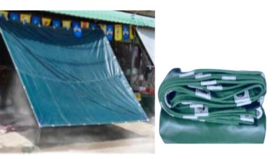ผ้าใบเคลือบเงา(สีเขียว) (B-1) ใช้คลุมรถบรรทุกขนส่งสินค้าคลุมสิ่งของทั่วไป