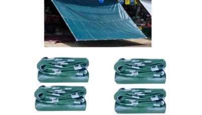 ผ้าใบเคลือบเงา(สีเขียว) (B-4) บังแดดบังลมหน้าบ้านหลังบ้านคลุมกองข้าว