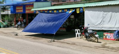 ผ้าใบผ้าร่มแบบติดหูขนาด 5X8 เมตร