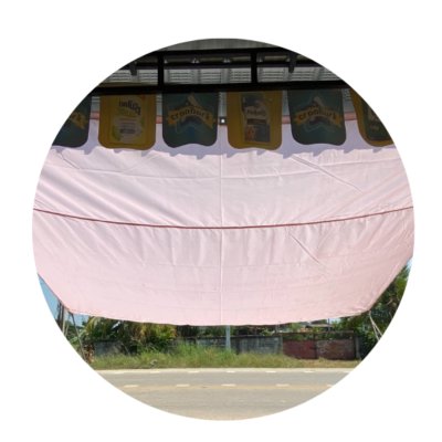 ผ้าใบผ้าเต็นท์ถุงลมนิรภัย(แบบติดหู)ใช้คลุมสินค้า-4X5
