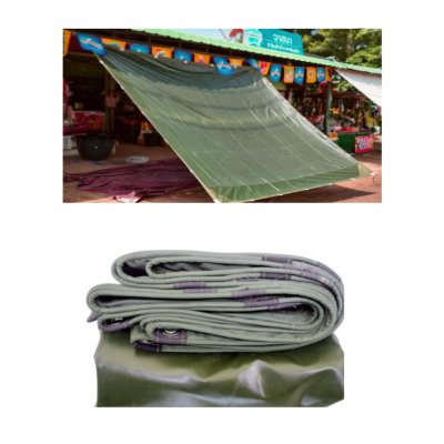 ผ้าใบเคลือบเงา(สีทหาร) (B-3) ใช้คลุมรถบรรทุกขนส่งรถบรรทุก6 ล้อ 10 ล้อ