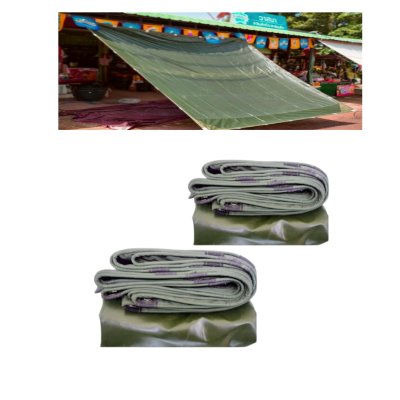 ผ้าใบเคลือบเงา(สีทหาร) (B- 2)คลุมรถ กระบะ 6 ล้อ 10 ล้อ
