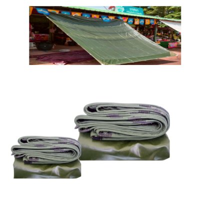 ผ้าใบเคลือบเงา(สีทหาร) (B-5)คลุมรถกระบะ กันน้ำทนแดดทนฝนคลุมสิ่งของทั่วไป