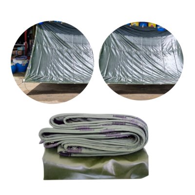 ผ้าใบเคลือบเงา(สีทหาร) (B-6)บังแดดบังลมหน้าบ้านหลังบ้านคลุมกองข้าว