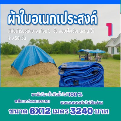 ผ้าใบผ้าร่มผ้าใบอเนกประสงค์ชนิดบางขนาดใหญ่ขอบฝังเชือกตอกตาไก่เนื้อผ้าเหนียวแน่นผ้าเคลือบกันน้ำทนแรงลมสูงใช้ทนใช้นาน ( 1 ) สีน้ำเงิน