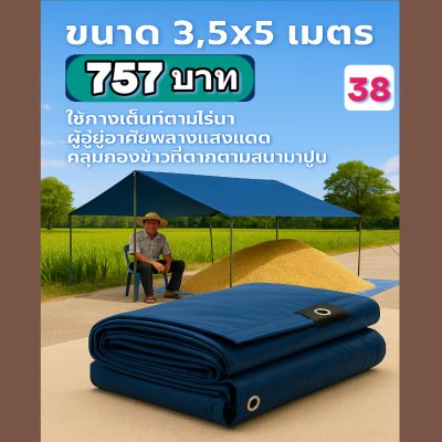 ผ้าใบผ้าร่มอเนกประสงค์ชนิดบางเบาขอบฝังเชือกตอกตาไก่ หมวดหมู่ที่ ( 6) สีกลม มี 4 ขนาด 3.5X8-3.5X7-3.5X6-3.5X5 กดภาพสั่งซื้อได้เลย-มีปลายทาง