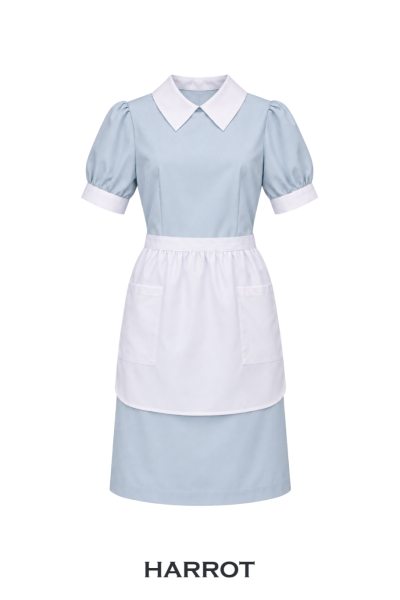 เสื้อแม่บ้าน/พ่อบ้าน กระโปรงสีฟ้าอ่อน ปกสีขาว แขนตุ๊กตา