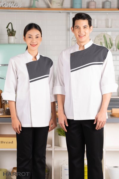 เสื้อเชฟ แขนสามส่วน เดอะสตรีท กระดุมแป๊ก