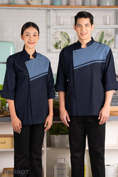 เสื้อเชฟ แขนสามส่วน เดอะสตรีท กระดุมแป๊ก