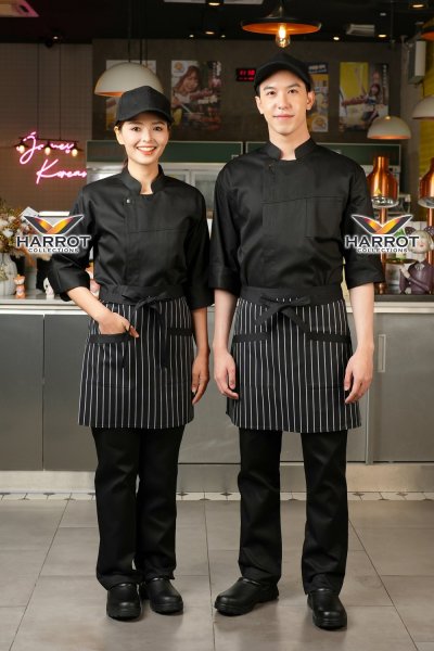 เสื้อเชฟ แขนสามส่วน กระดุมแป๊ก