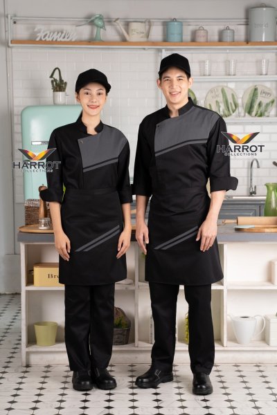 เสื้อเชฟ แขนสามส่วน เดอะสตรีท กระดุมแป๊ก