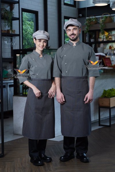 เสื้อเชฟ แขนสามส่วน อินดิโก้