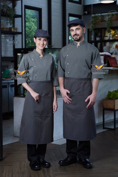 เสื้อเชฟ แขนสามส่วน อินดิโก้