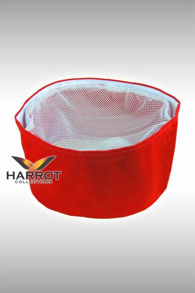 หมวกเชฟญี่ปุ่น สีแดง ตาข่ายขาว