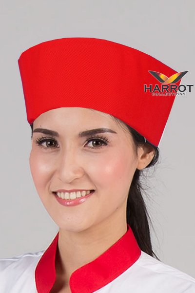 หมวกเชฟญี่ปุ่น สีแดง ตาข่ายดำ