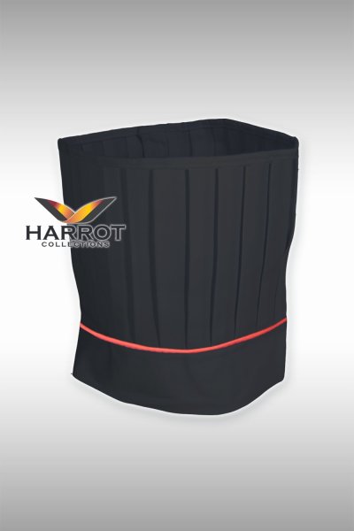 หมวกเชฟสากล สีดำกุ๊นแดง หัวเปิด 9 นิ้ว