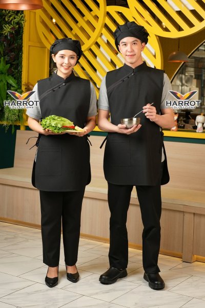 ผ้ากันเปื้อน เอี๊ยม รุ่น โจลิน สีดำกุ๊นดำ