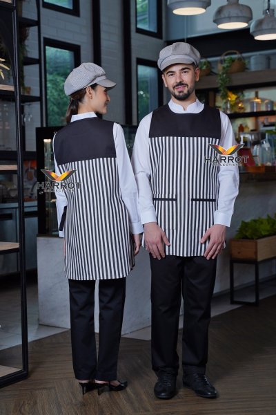 ผ้ากันเปื้อน เอี๊ยม ลายวินเทจ แต่งดำ