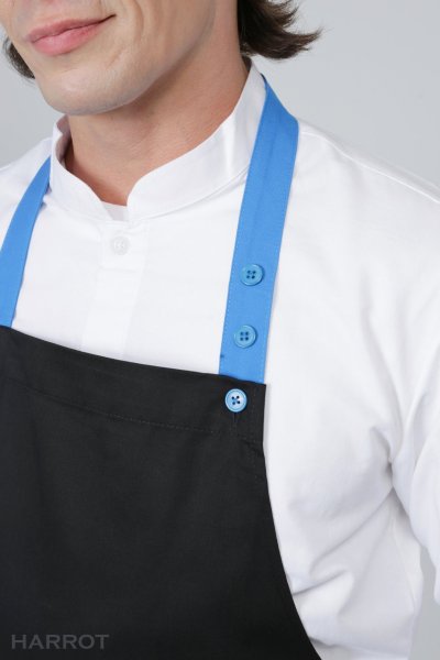 ผ้ากันเปื้อน เต็มตัว พื้นดำแต่งสีกระเป๋า