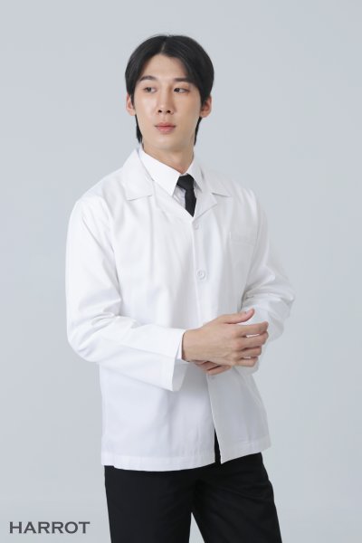 เสื้อเชฟ ญี่ปุ่น แขนยาว คอฮาวาย สีขาว