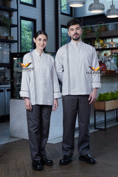 เสื้อเชฟ อ๊อกฟอร์ด แขนยาว กระดุมแป๊ก