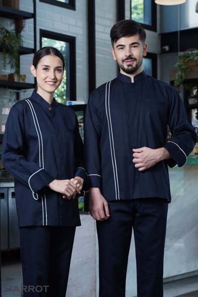 เสื้อเชฟ อ๊อกฟอร์ด แขนยาว กระดุมแป๊ก