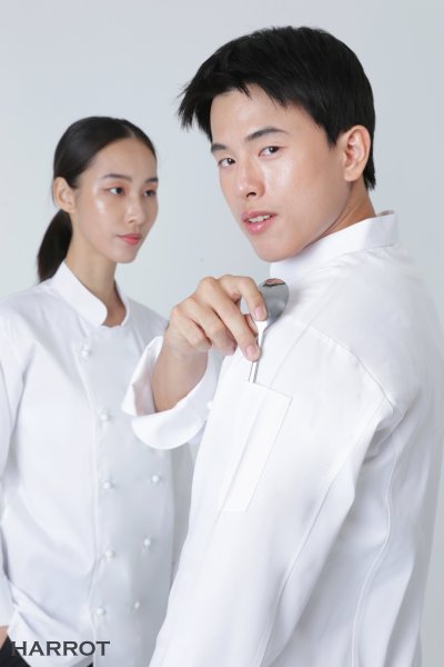 เสื้อเชฟ แขนยาว กระดุมถอดได้