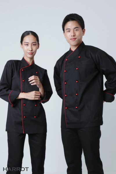 เสื้อเชฟ แขนยาว คอป้าย กระดุมถอดได้ 5 เม็ด