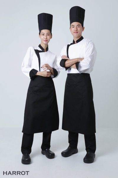 เสื้อเชฟ แขนยาว แต่งปก กระดุมถอดได้ 5 เม็ด