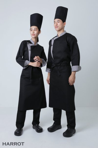 เสื้อเชฟ แขนยาว แต่งปก กระดุมถอดได้ 5 เม็ด