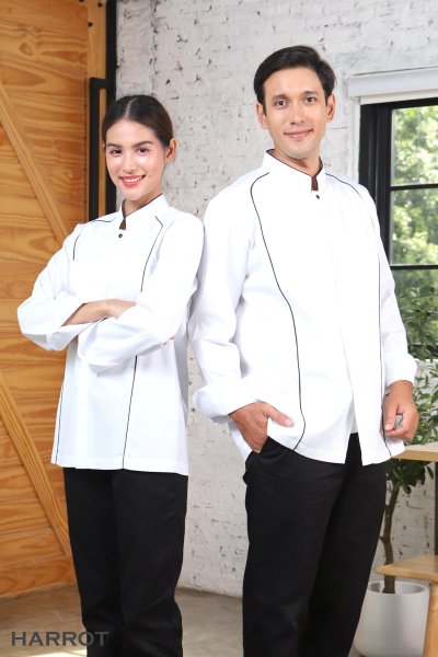 เสื้อเชฟ ฮีโร่ แขนยาว กระดุมแป๊ก