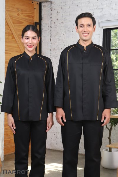 เสื้อเชฟ ฮีโร่ แขนยาว กระดุมแป๊ก