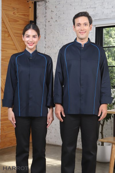 เสื้อเชฟ ฮีโร่ แขนยาว กระดุมแป๊ก