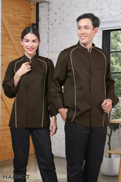 เสื้อเชฟ ฮีโร่ แขนยาว กระดุมแป๊ก