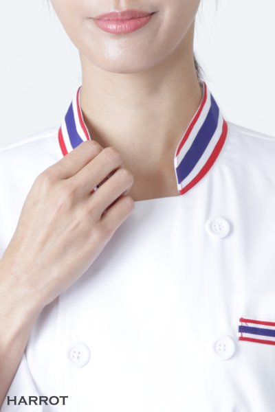 เสื้อเชฟ แขนยาว กระเป๋าเจาะ แต่งลายธงชาติ