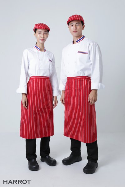 เสื้อเชฟ แขนยาว กระเป๋าเจาะ แต่งลายธงชาติ