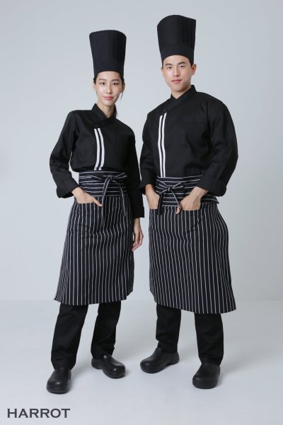 เสื้อเชฟ แขนยาว คอป้าย แต่งกุ๊น 2 เส้น