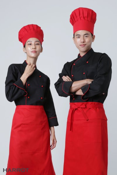 เสื้อเชฟ แขนยาว คอป้าย กระดุมถอดได้ 5 เม็ด