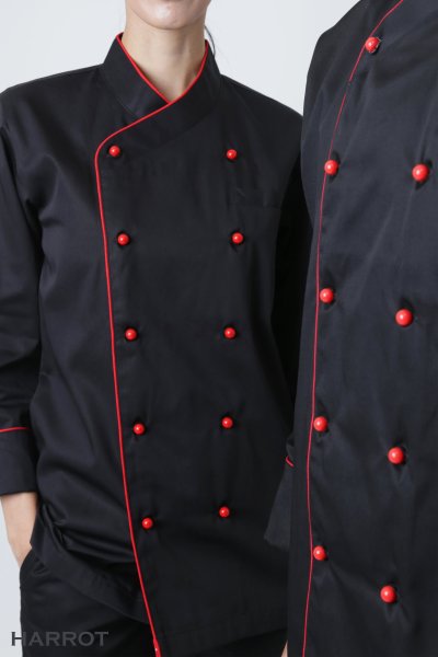 เสื้อเชฟ แขนยาว คอป้าย กระดุมถอดได้ 5 เม็ด