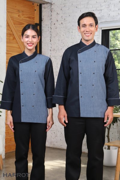 เสื้อเชฟ มาสเตอร์ คอป้าย แขนยาว กระดุมแป๊ก