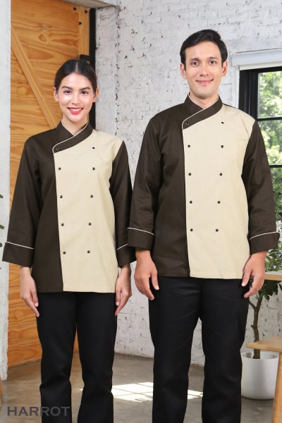 เสื้อเชฟ มาสเตอร์ คอป้าย แขนยาว กระดุมแป๊ก