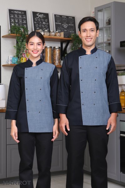 เสื้อเชฟ มาสเตอร์ คอจีน แขนยาว กระดุมแป๊ก