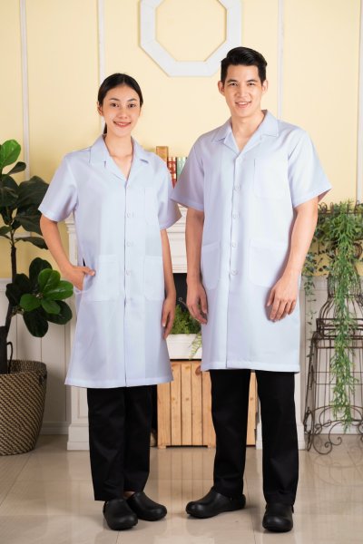 เสื้อกาวน์ แบบสั้น แขนสั้น