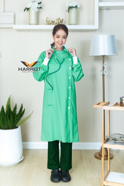 เสื้อกาวน์ทันตกรรม แขนยาว ปลายแขนจั๊ม