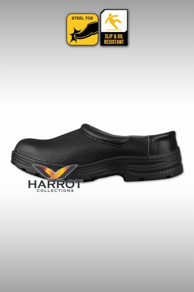 รองเท้าเชฟ แบบเปิดส้น หนังแท้ สีดำ