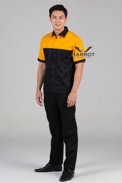 เสื้อช๊อป แขนสั้น สีดำ-เหลือง